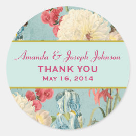 Adesivo Redondo Delicar Casamento Botânico Obrigado, Vinheta Redon