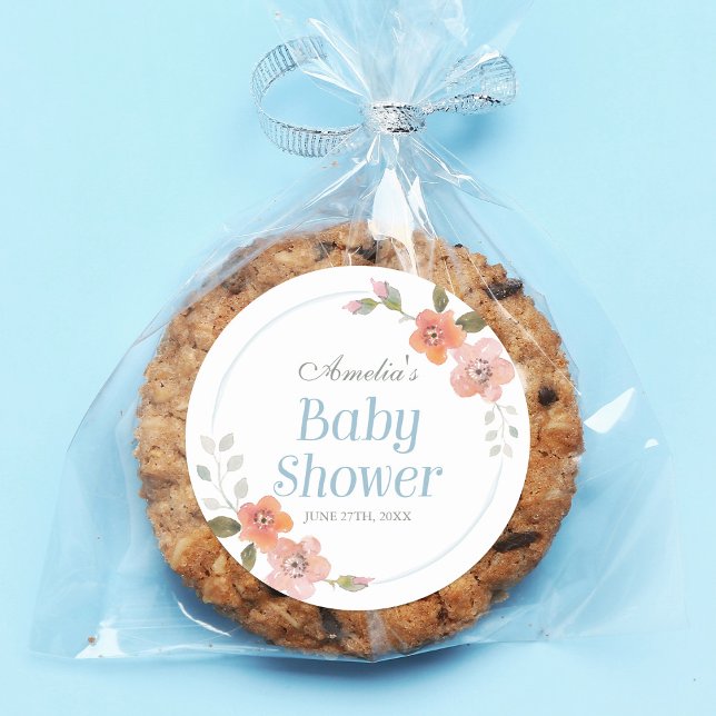 Adesivo Redondo Delicar Chá de fraldas Azul Invertido (Criador carregado)