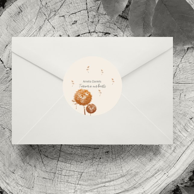 Adesivo Redondo Delicar Dandelion para sempre em nosso coração (Criador carregado)