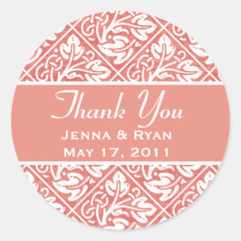 Adesivo Redondo Delicar E Ornamentado Forte Casamento, Obrigado Ró