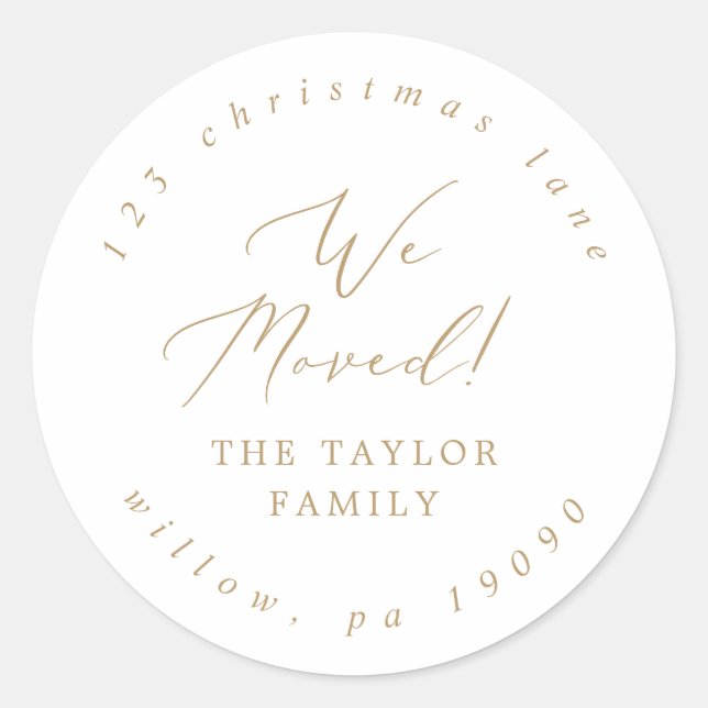 Adesivo Redondo Delicar Endereço de Retorno Circular Dourado Movid (Frente)