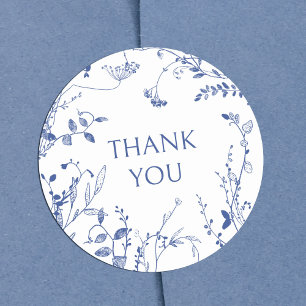 Adesivo Redondo Delicar obrigado de chinoiserie floral, seu adesiv