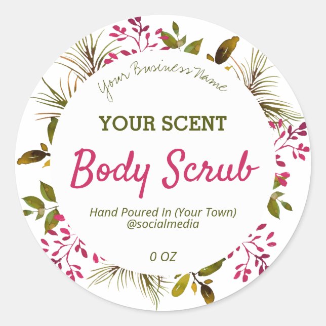 Adesivo Redondo Delicar rótulos brancos de produto verde (Frente)