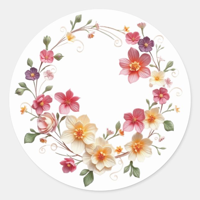 Adesivo Redondo Delicar Vinhetas Florais (Frente)