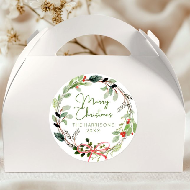 Adesivo Redondo Delicar Watercolor Wreath Natal (Criador carregado)