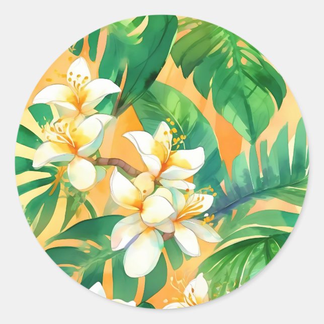 Adesivo Redondo Delicate Jasmine Flowers (Frente)
