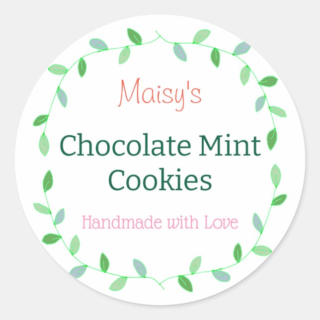 Adesivo Redondo Delícias Caseiras Assadas Fáceis de Personalizar L (Frente)