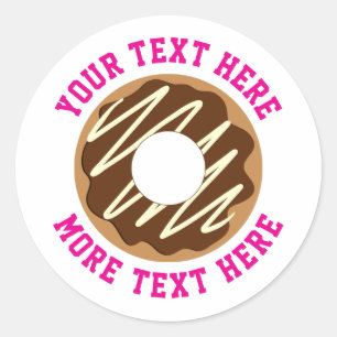 Adesivo Redondo Delicioso donut de chocolate com glacê personaliza