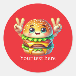 Adesivo Redondo Delicioso hambúrguer empresarial personalizável