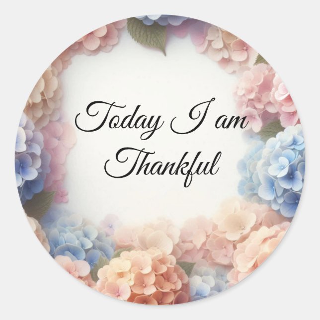 Adesivo Redondo Delicioso Hydrangea Thankful Sticker (Frente)