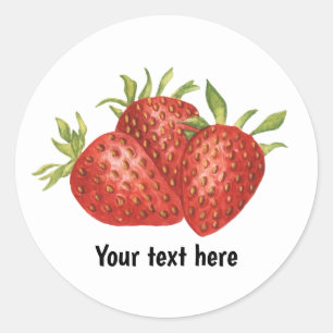 Adesivo Redondo Delicioso morango fruta personalizável