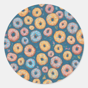 Adesivo Redondo Delight Cartoonish Sprinkle Doce Padrão de Rosquin