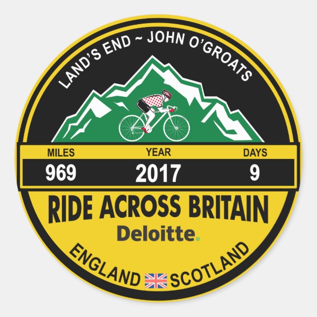 Adesivo Redondo Deloitte RIDE ACROSS BRITAIN 2017 Sticker (Frente)