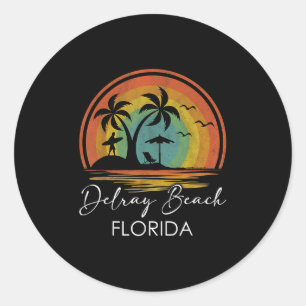 Adesivo Redondo Delray Beach Summer Vacing Suns Tropicais