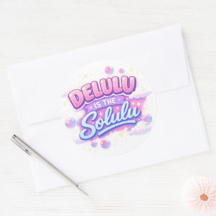 Adesivo Redondo Delulu é o Solulu – Estética Kawaii Fofa