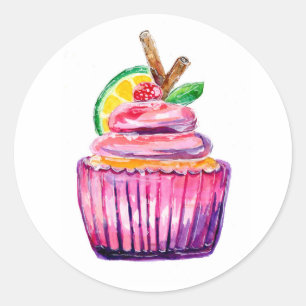 Adesivo Redondo Deluxe Cupcake Roxo