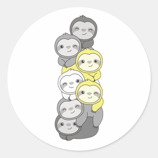 Adesivo Redondo Demigender Flag Pride Lgbtq Cute Sloth Pile (Frente)
