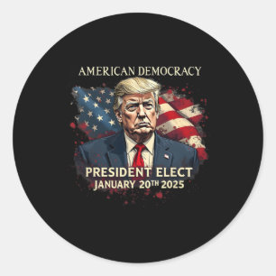 Adesivo Redondo Democracia Americana Eleve Donald Tru