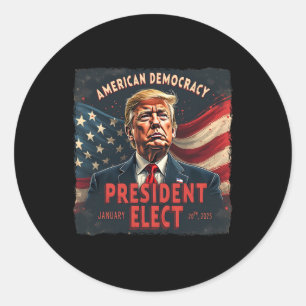 Adesivo Redondo Democracia Americana Eleve Donald Tru