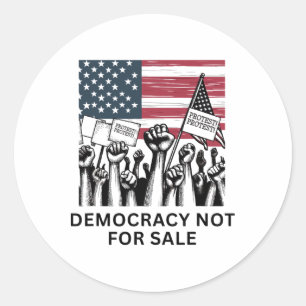 Adesivo Redondo Democracia Anti Trump Não Está À Venda Protesto De