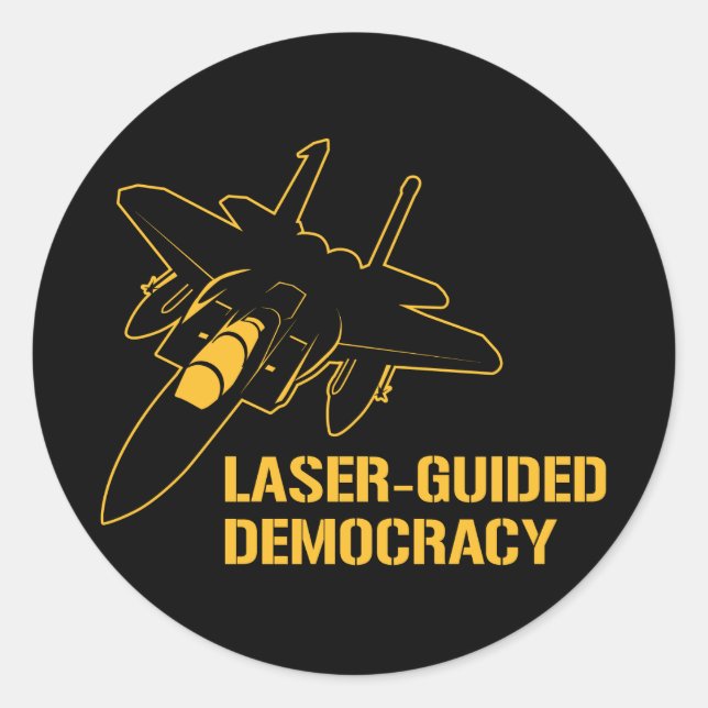 Adesivo Redondo Democracia/Paz guiada por laser através do poder d (Frente)