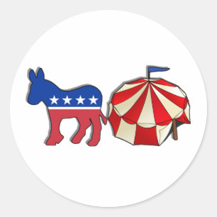 Adesivo Redondo Democrata Circus Donkey