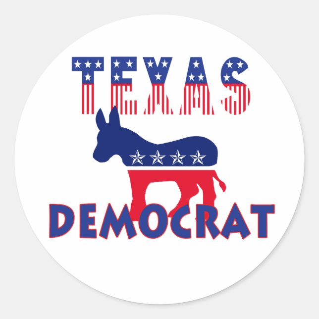 Adesivo Redondo Democrata do Texas (Frente)