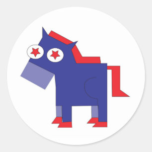 Adesivo Redondo Democrata Donkey