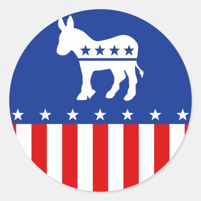 Adesivo Redondo Democrata Donkey Round Sticker (Frente)