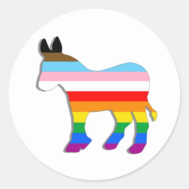 Adesivo Redondo Democrata LGBTQ (Frente)