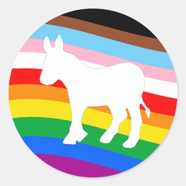 Adesivo Redondo Democrata LGBTQ (Frente)