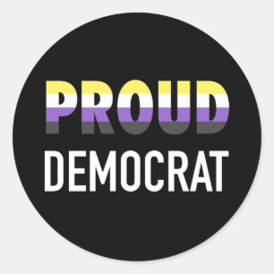 Adesivo Redondo Democrata Orgulhoso Não Binário