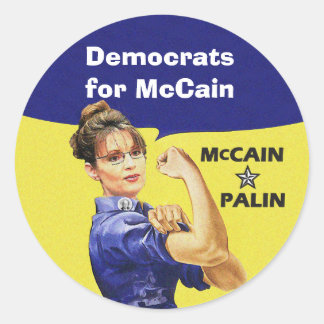 Adesivo Redondo Democratas para McCain e Palin