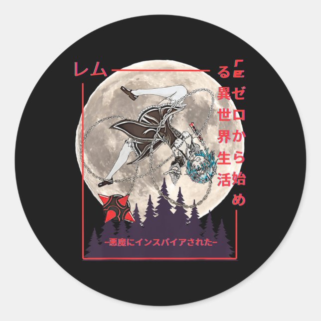 Adesivo Redondo Demon Maid Japonês Anime Manga Style (Frente)