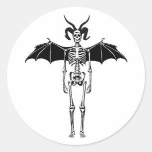 Adesivo Redondo Demon Skeleton Angel gótico original de horror