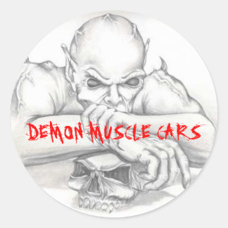 ADESIVO REDONDO DEMON STICKER, CARROS MUSCULARES DEMÔNIOS