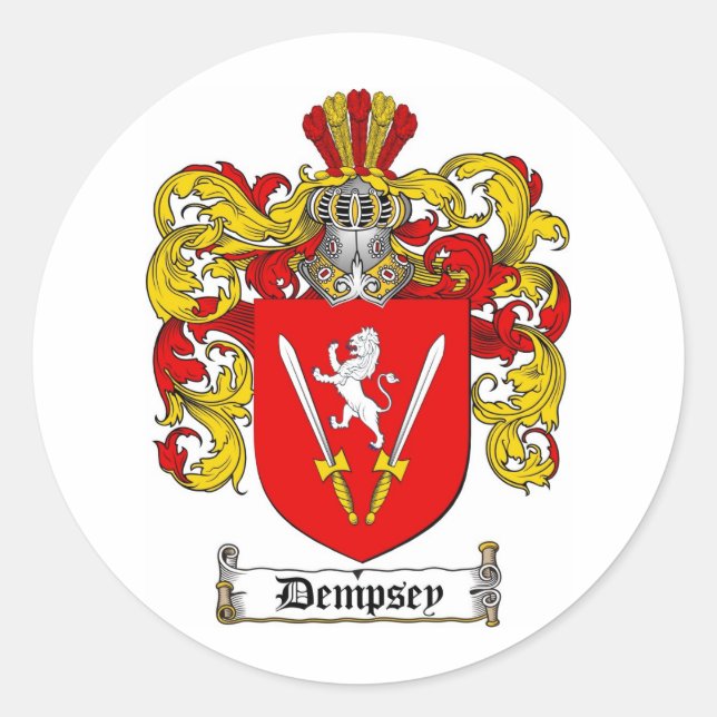 ADESIVO REDONDO DEMPSEY FAMILY CREST - DEMPSEY CASACO DE ARMAS (Frente)