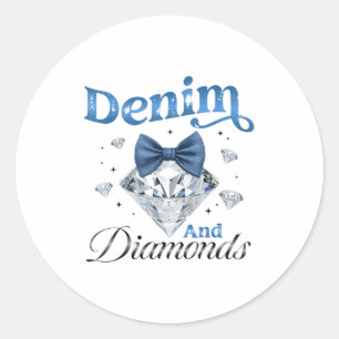 Adesivo Redondo Denim E Diamantes Arco Senhoras Meninas Mulheres
