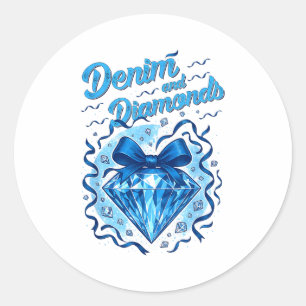 Adesivo Redondo Denim e diamantes senhoras senhoritas mulheres 