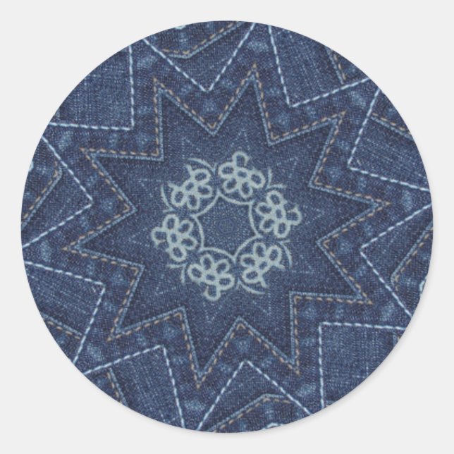 Adesivo Redondo Denim Stickers (Frente)