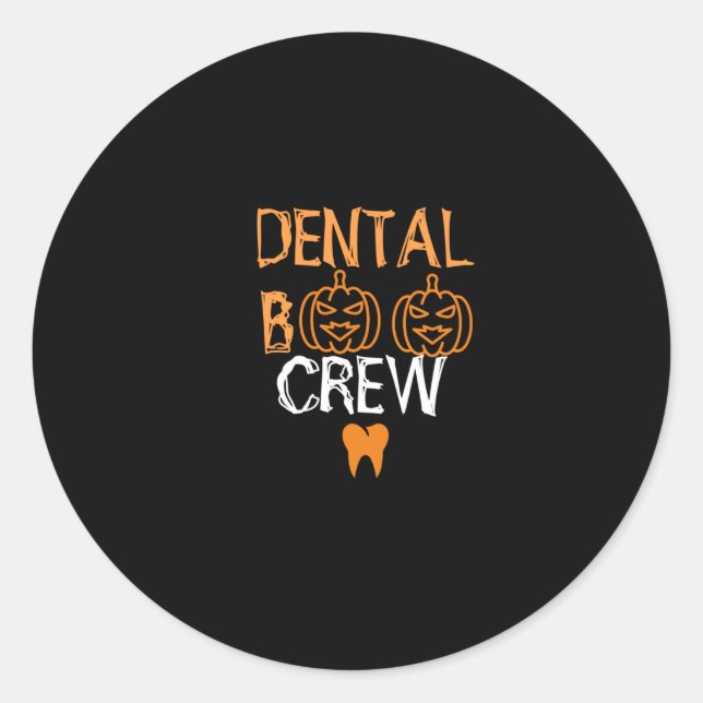 Adesivo Redondo Dental Boo Crew-dentist-halloween (Frente)