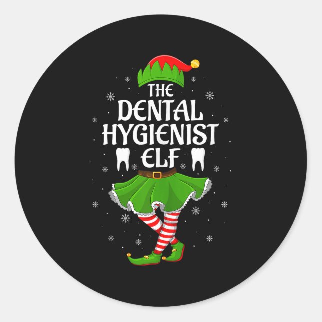 Adesivo Redondo Dental Hygienist Elf Christmas Girls Women Elf Squ (Frente)