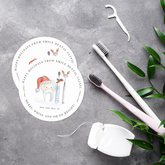 Adesivo Redondo Dente cômoda | Feriado de Natal para Clínicas Dent (Criador carregado)