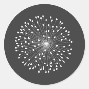 Adesivo Redondo DENTE-DE-LEÃO STARBURST no BRANCO