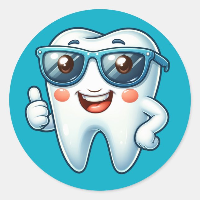 Adesivo Redondo Dente Engraçado (Frente)