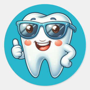 Adesivo Redondo Dente Engraçado