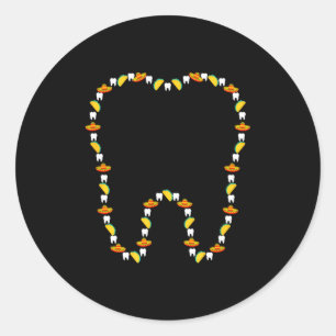 Adesivo Redondo Dente engraçado cinco de maio dentista chapéu dent