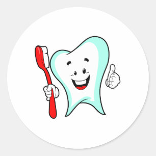 Adesivo Redondo Dente feliz com cuidado dentário