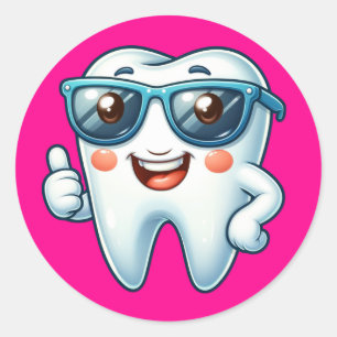 Adesivo Redondo Dente rosa