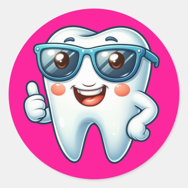 Adesivo Redondo Dente rosa (Frente)